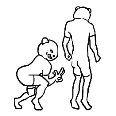 動く、体で表現スタンプ4 （しろくま）