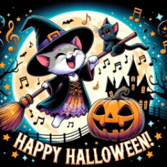 かわいい月猫のハッピーハロウィーン