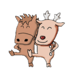 おかしな動物達（牛・鹿・カバ・馬・サイ）