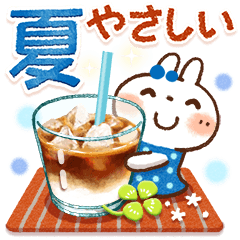 夏にやさしいスタンプ『白うさぎ＆インコ』