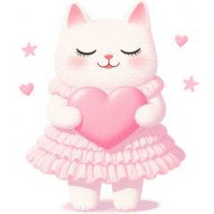 ラブリーハートな白猫スタンプ
