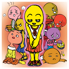 色々表情文字入り女の子