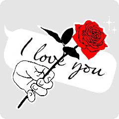 【英語】バレンタイン・デー /薔薇と線画