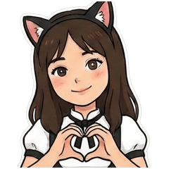 黒ワンピの猫耳少女スタンプ