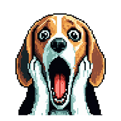 言葉なしのリアクションをするビーグル