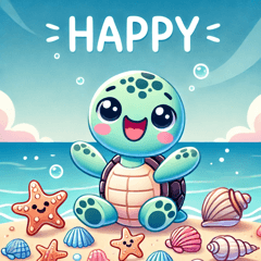 かわいいウミガメスタンプ