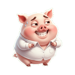 ピンクのぶたのツンデレ拒否スタンプ