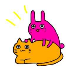 たのしいうさぎねこスタンプ