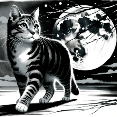 和風墨絵猫スタンプ - 心を込めて