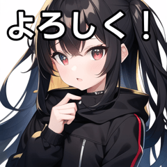 かわいい黒ジャケット女子