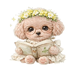 ふんわりマルプーとミモザ  (文字なし)