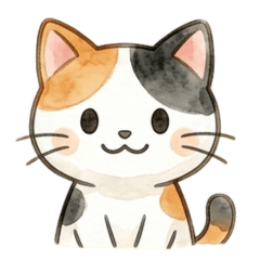 水彩三毛猫