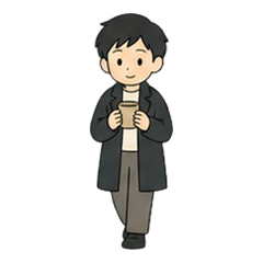静かなコートの人
