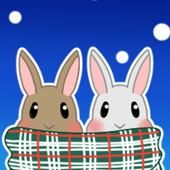 動く♪冬のうさぎスタンプ