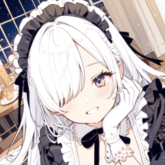 片目隠しの白髪メイド女子スタンプ