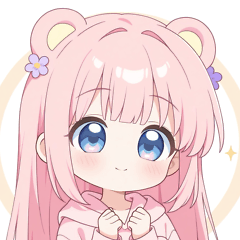 ピンククマ耳パーカーの女の子スタンプ