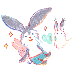 うさおばけと うさしゅごれいのスタンプ