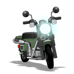 飛び出す！緑のミニバイク