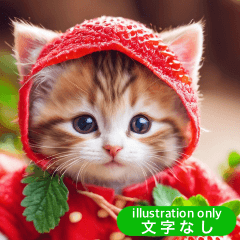 いちご着ぐるみこねこ(文字なし)