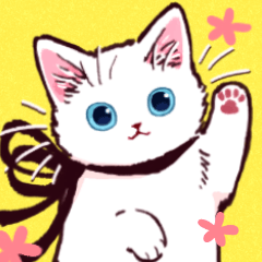 たたメーピーのふわふわしろこねこスタンプ