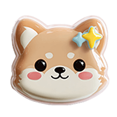 柴犬とトイプーの仲良しぷっくりシール風