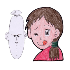 家族で作った家族顔スタンプと仲間の米たち