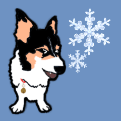 ゆるい黒コーギースタンプ 2【新しい冬】