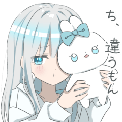 パーカーの女の子(銀髪)白パーカー