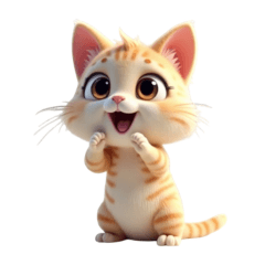 ネコの英語あいさつスタンプ 学校生活編