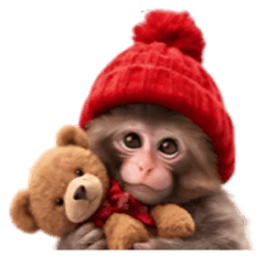 くま大好き子ザルのやさしいスタンプ