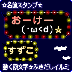 動く顔文字「すずこ」の☆ふきだしイルミ