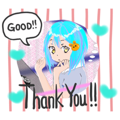 Surreal stamp and cute girl