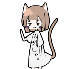 変なTシャツにゃ。