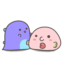 Purple beast and small drop fish sticker