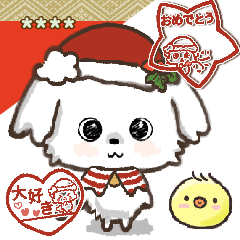 愛犬ワンコdeはんこ♡冬♡マルチーズ