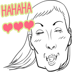 変顔スタンプ女性編vol.4 HAHAHA!