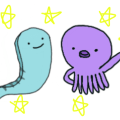 青いウツボと紫タコちゃん２