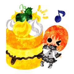 かぼちゃのスイーツと小人達のスタンプ