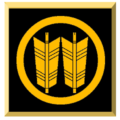 家紋入り挨拶文 丸に並び矢