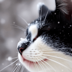 飛び出す★冬を感じるハチワレ_挨拶