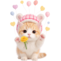 チェック帽子ねこ♡BIGスタンプ