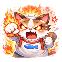 Angry chef cat
