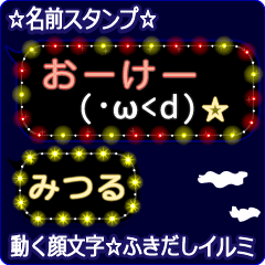 動く顔文字「みつる」の☆ふきだしイルミ