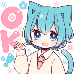 毎日使える✿空色ねこさん