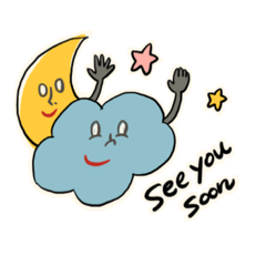 太陽月雲のスタンプsun&moon&cloud
