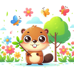 ビーバーのかわいいカートゥーンスタンプで